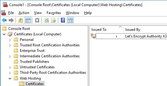 Web Hosting -> IIS Certificates authorities with Let’s Encrypt 