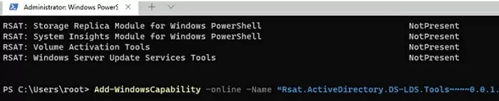 windows11: add rsat tools using install-powershell add-windowscapability cmdlet