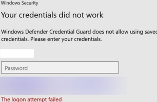 Windows Defender Credential Guard does not allow to use saved credentials