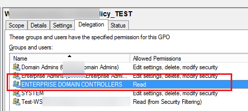 Enterprise Domain Controllers policy delegation for normal GPO replication in AD