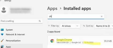 google chrome installed on windows 11