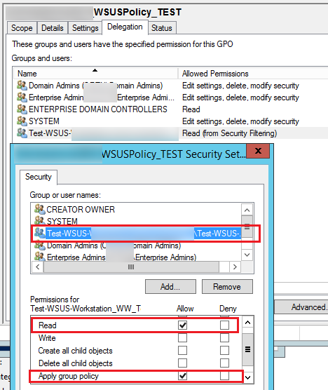 gpo permissions - read and apply group policy