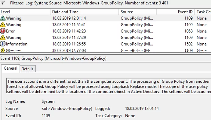 Microsoft-Windows-GroupPolicy events in event viewer