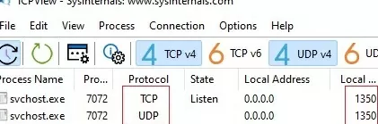 new rdp listener port number for udp and tcp 