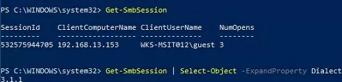 shared-powershell: list shared folder connection under anonymous/guest account