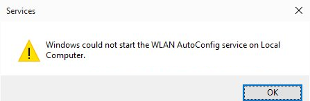 Windows could not start the WLAN AutoConfig service on Local Computer