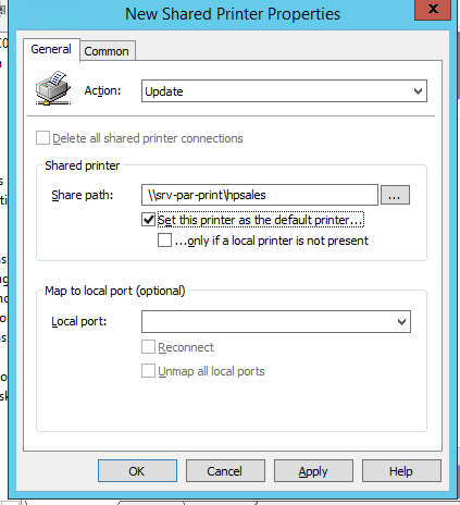 connecter l'imprimante partagée à partir du serveur d'impression via GPO