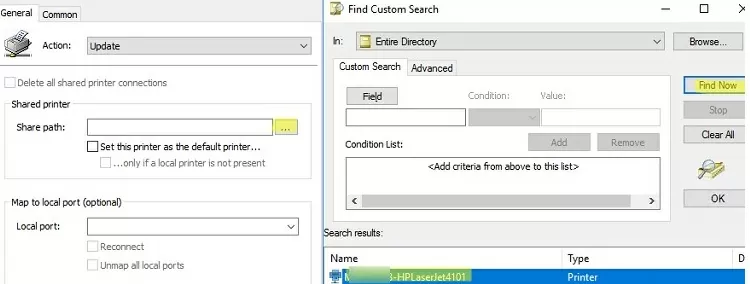 search for shared printers in active directory