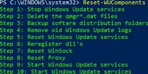 reset windows update components with powershell Reset-WUComponents