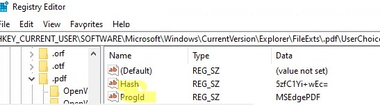 registry: fileexts userchoice assotiations