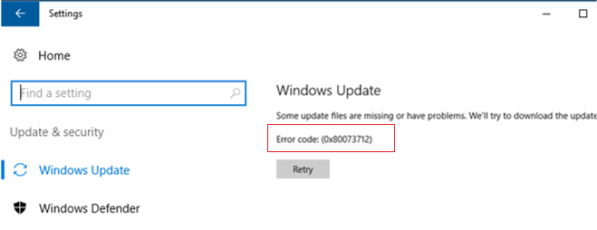 windows update error code 0x80073712 on windows server 2016/windows 10