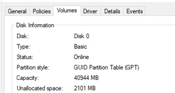 check the partition table (GPT or MBR)
