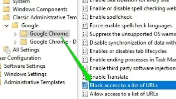Google Crome: Block access to a list of URLs via group policy