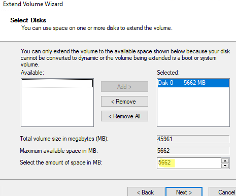 Extend Volume to Unallocated Space in Windows