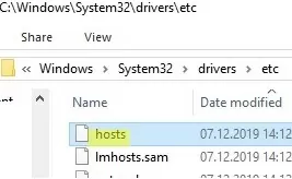 hosts file in Windows