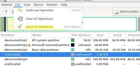 move partitions in windows