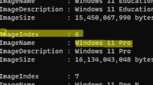 powershell: get-windowsimage index number