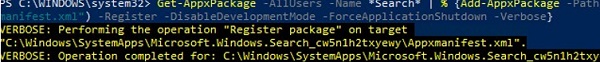 reinstall microsoft store search app with powershell
