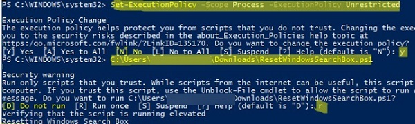 reset windows search with powershell script ResetWindowsSearchBox.ps1 
