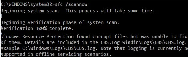 sfc /scannow Windows Resource Protection found corrupt files but was unable to fix some of them