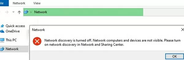 windows network discovery is turned off
