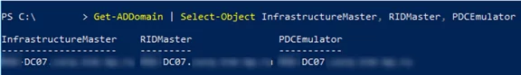 Get-ADDomain finf FSMO role holders using powershell