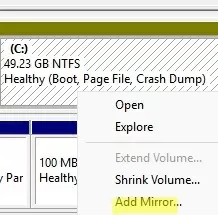 add system volume to mirror