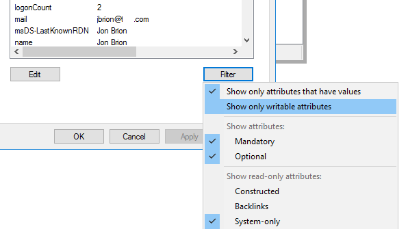 attribute editor filter: show only writable attributes