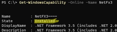NET 3.5 framework is installed or not on Windows 11