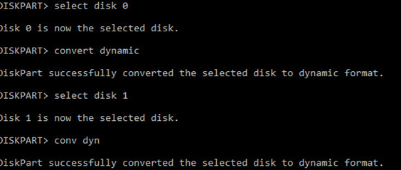 diskpart convert gpt disk to dynamic