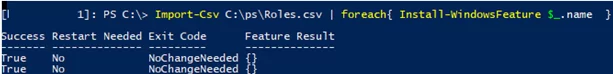 import csv file with roles and features on windows server