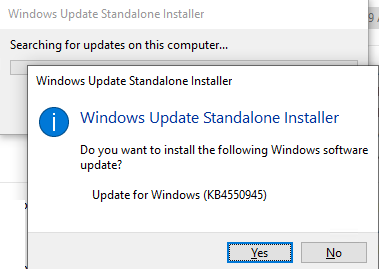 installing msu file with Windows Update Standalone Installer
