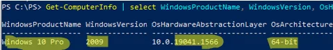 powershell: get windows veriosn and build number