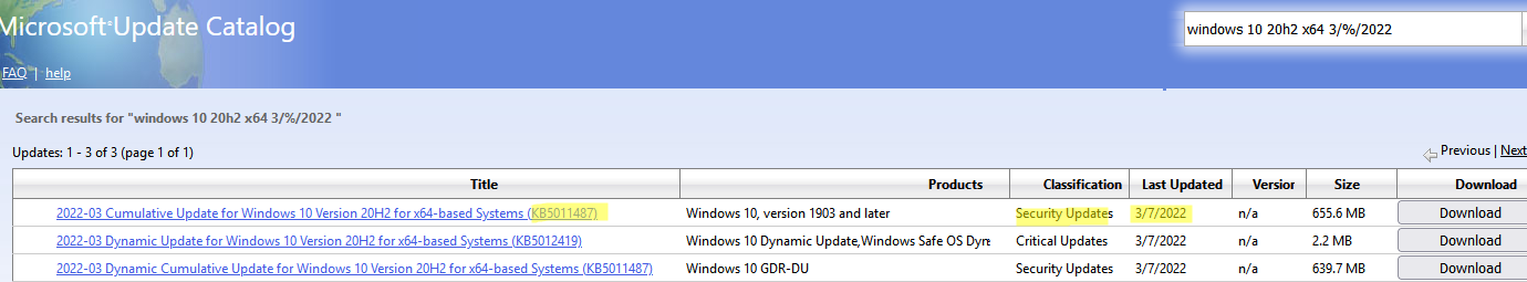 search for windows updates in microsoft update catalog