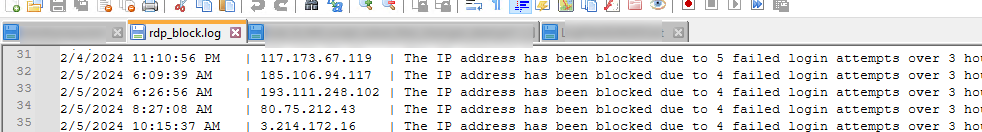 IP address blocking log