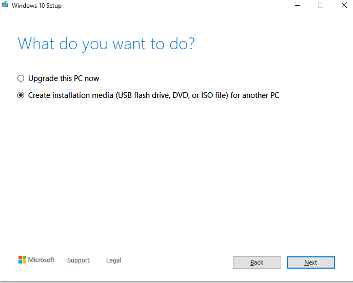 MediaCreationTool Create Windows 10 install media 
