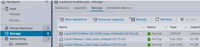 Select disk device for VMFS datastore