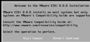 VMware ESXi 8.0.0 installer