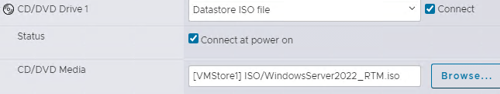 VMware VM: mounting an ISO image 