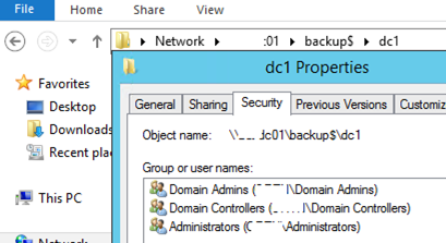 backup ad domain controller to a shared folder