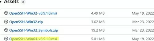 download and run openssh msi installer on windows