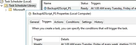 schedule Active Directory backup script