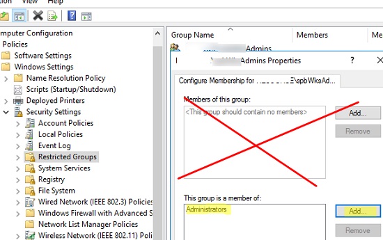 Add an additional domain group to Local Administrators with Restricted Groups gpo