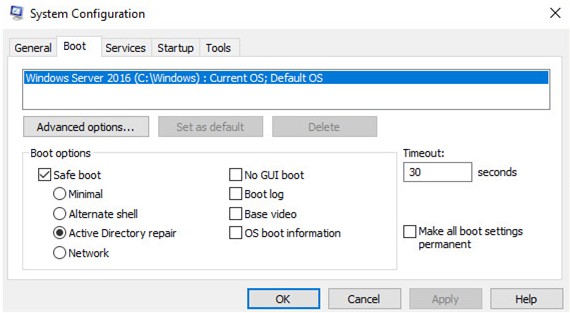 boot your server in a Active Directory repair mode (DSRM