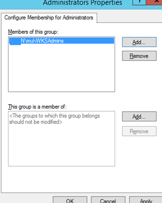 Configure membership for the Administrators of the domain group