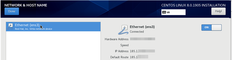 configured ens3 ethernet interface (connected)