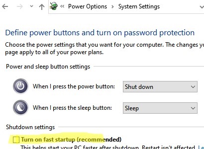 disable fast startup on windows 10/11