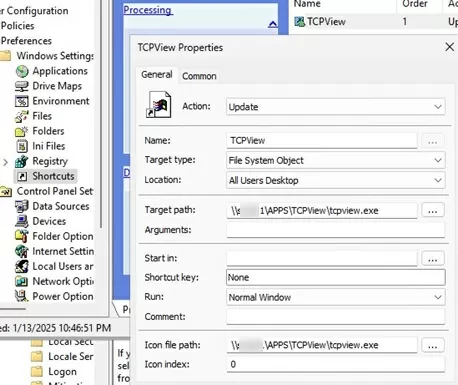 new shortcut settings in gpo