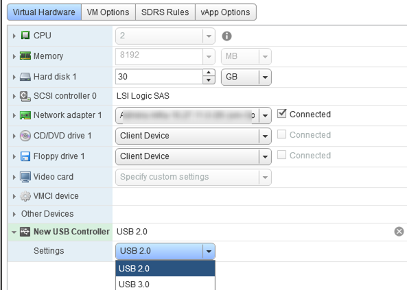 adding new usb controller to vmware virtual machine