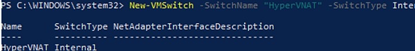 create hyperv nat switch using powershell